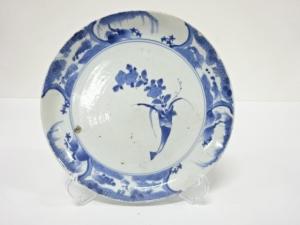 藍九谷　古伊万里　染付　七寸皿